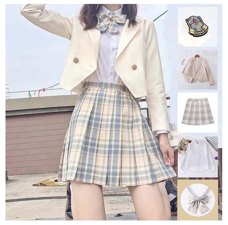 989.新品　制服　ブレザー　165cm スカート　ワイシャツ　5点セット Amazon.co.jp: [QOOLYㅤ] ブレザー JK制服 コート セーラー服