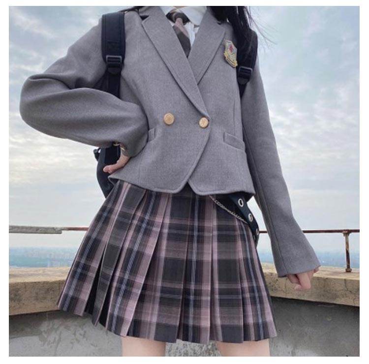女子高生 制服 5点セット ブレザー スカート チェック柄 長袖
