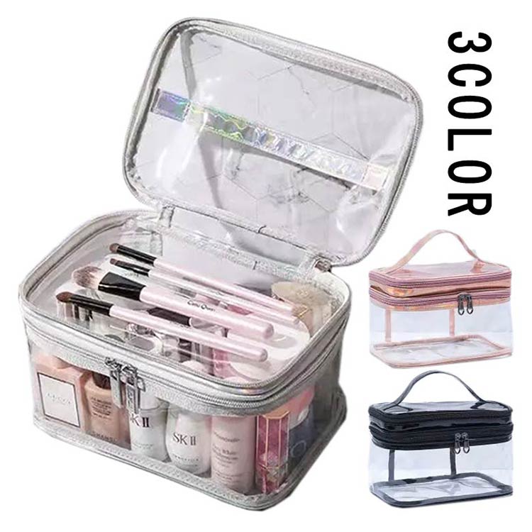 半値以下⭐️化粧ポーチメイクポーチ大容量　透明 コスメポーチクリアポーチ バニティ 透明 クリア バッグ コスメポーチ 二段タイプ バニティポーチ