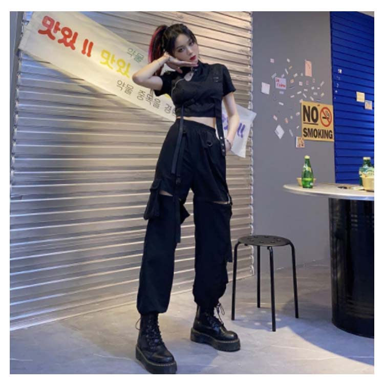 カーゴパンツ ダンス衣装 白 黒 パンツ レディース ワークパンツ