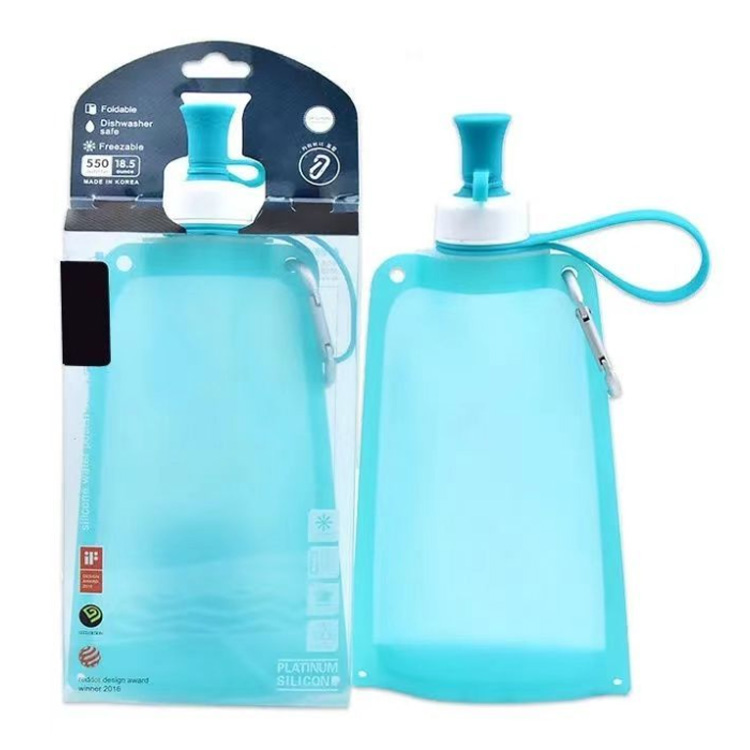 シリコン ボトル 水筒 ウォーターボトル 550ml 折り畳み水筒