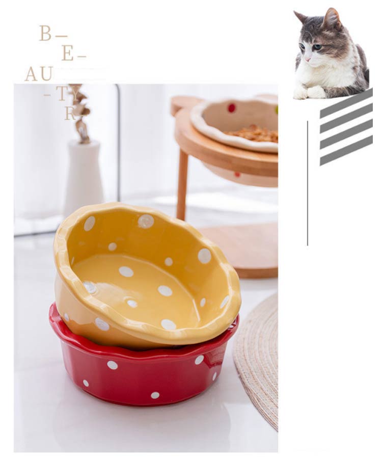 フードボウル ペット食器 陶器 スタンド付き 木製 犬猫用 餌入れ 水